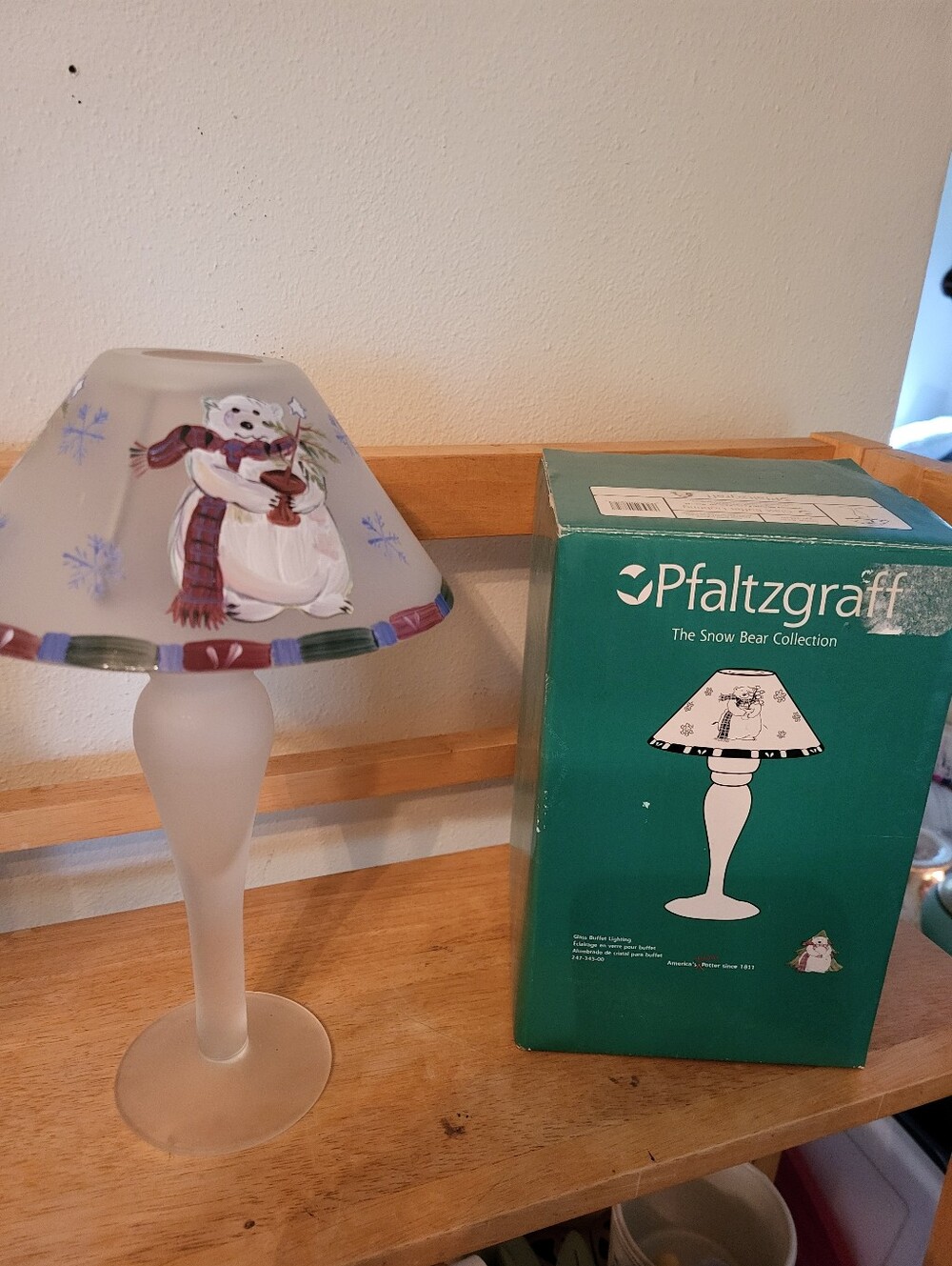 Vintage Pfaltzgraff Holiday Glass Lamp, 11 inches in height and holds one votive